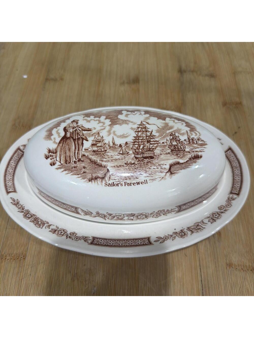 VTG Fair Winds  by Alfred Meakin Covered Butter Dish Staffordshire England *